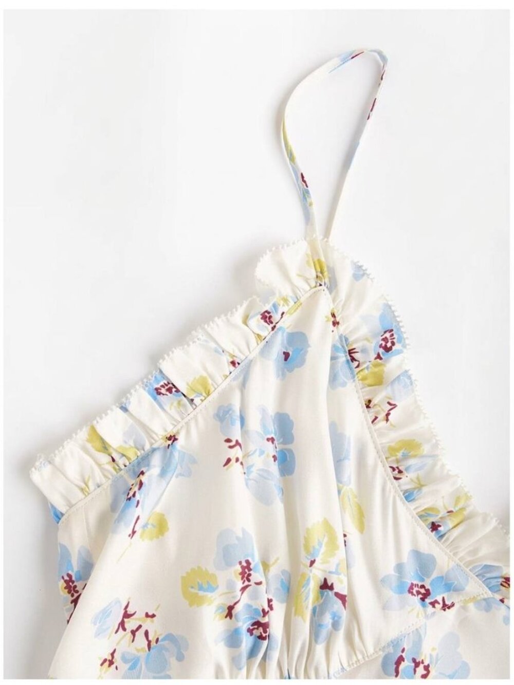 Doen NWOT Sandia Floral Ruffle Silk Blend Twill Midi Dress 2 - Picture 7 of 9